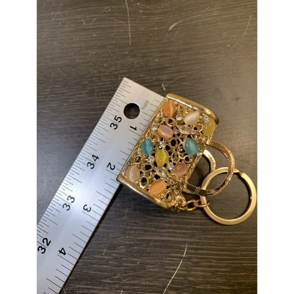 Purse Keychain Bejeweled Rhinestone Purse Jewelry Bling Clip Key Ring - Picture 7 of 7